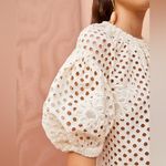 Ulla Johnson Grace Top Pearl White Eyelet Floral Applique Puff Sleeve Size 6 Photo 8