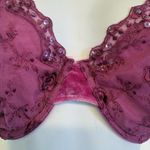 Cacique Unlined Pink Lace Sequin Velvet Seriously Sexy Underwire Bra Size 40B Photo 1