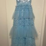 LULU’S Gorgeous Statement Blue Tulle Tiered Ruffled Maxi Dress Photo 4