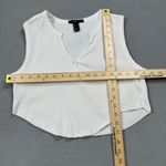 Forever 21  Ribbed Henley Crop Tank Top White L Womens Sleeveless V Neck Raw Hem Photo 2