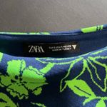 ZARA  One Shoulder Green & Navy Floral Print Crop Tank Top Women’s Sz S EUC Photo 3