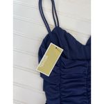 Michael Kors NWOT Swimsuit Navy Blue Ruched Strappy V-Neck 1 PC One Piece Sze XS Photo 3