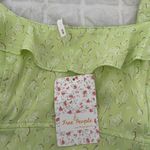 Free People Green Satin Floral Ruffle Top Photo 7