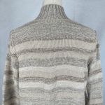 L.L.Bean Striped Knit Full Zip Cardigan Sweater Women Large Beige Coastal Grandma Photo 5
