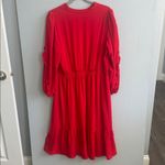 London Times ‎ Woman Red Ruffle Sleeve Midi Dress Photo 3