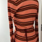 ZARA  Small Orange, Brown Stripe Metallic Knit Wrap Maxi Dress Photo 14