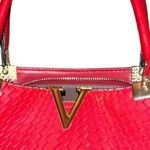 Shoe room brand beautiful red chevron skin print satchel! Photo 1