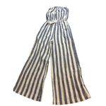 Striped Jumpsuit Strapless Wide LegDrawstring Waist Beach Casual Summer Romper S Blue Photo 1