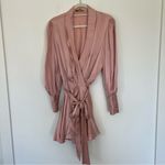 Zimmermann  Silk Wrap V-Neck Mini Dress in Blush Pink Photo 1