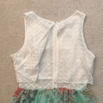 White & Mint Floral Chiffon Lace Tank Dress Multiple Size M Photo 3