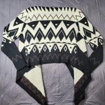 West 36th Black White Fair Isle Argyle Waterfall Cardigan Sweater M/L Western Red Size M Photo 1