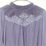 Free People Size XS Black Velvet Balloon Sleeve Open Back Tie Waist Top Photo 2