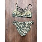 Aerie Leopard Print Strappy Bikini Swimsuit Set Green Tan Medium Photo 2