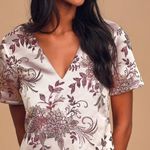 Lulus *NWT* Glow Metallic Purple Floral Jacquard Shift Dress Photo 3
