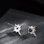 925 Silver Plated CZ Star Stud Earrings for Men Women,Star Earrings Photo 2