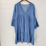 Amazon Boho Dress XL Blue Lace Crochet Trim Flowy Midi Casual Party Tiered Ruffle Rodeo Photo 2