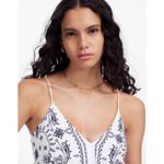 Madewell  Embroidered Deep V Neck Midi Dress Bandana Boho White Navy Large NWT Photo 5