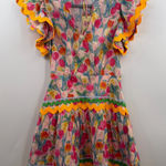 Entro dress rickrack detailing floral print colorful ric rac tulips lined L NWT Photo 0