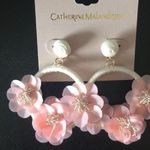 Catherine Malandrino Catherine  Pink Floral on Ivory Silk thread Hoops Photo 0