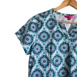 Beyond‎ Scrubs Women Scrub Top L Blue Medallian Medical Uniform Nurse Workwear Purple Size L Photo 3