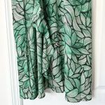 Lulus Lulu’s Green Black White Vacation Mood Leaf Print Ruffle High Slit Maxi Dress XL Photo 3