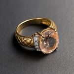 ✨ 14K Gold Morganite & Diamond Ring | Oval Cut 12x10mm | Size 7 Photo 2