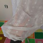 Nicole Miller Size Small S White Flowy Blouse Sheer V Neck Top Summer Boho Indie Photo 8