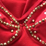 Red bodycon short dress w/mirrors and gold beads S Photo 5