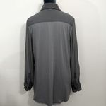 Coldwater Creek EUC M gray semi-sheer silk long sleeved top. Mixed material back Photo 1