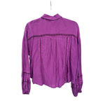 Free People  Summer Stars Button Down Pink Boho Shirt Size Small Cotton Crochet Photo 5