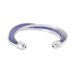Sparkly Blue Austrian Crystal Infinity Cuff Bracelet (7.00 In) in Silvertone Silver Photo 2