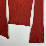 Free People  Viola Rust Knit Sweater Top Studded Bell Sleeves Boho Photo 5