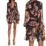 Nicholas Rust Floral Pintuck Silk Chiffon Mini Dress: Navy Blue Size 0 Photo 3