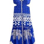 Farm Rio  Women’s Size L Blue White Pula Conch Shell Print Ondina Dress Photo 3