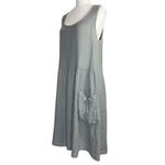 Talia Benson Dress Large 100% Slub Linen Lagenlook Minimalist Made In Italy Gray Photo 3