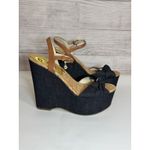 Michael Kors Denim Cork Wedge Sandals Size 9 Ankle Strap Espadrille Heels Photo 2