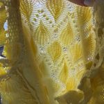 Vtg 1960s pointelle scallop ruffle cardigan sweater small butter yellow Photo 9