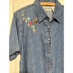 Vintage 90’s Keren Hart Women’s Denim Shirt Button‎ Up Embroidered BirdHouse NWT Blue Size L Photo 2