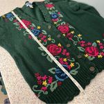 Pendleton  Vintage Embroidered Floral Rose Cardigan Knit Green Sweater Women’s 1X Photo 6