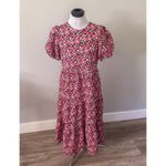 ASOS DESIGN Midi Tiered Smock Dress in Pink Floral Print Photo 4