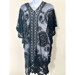 Vince Camuto  Black Lace Kimono Cover Up One Size Butterfly Floral Photo 3