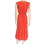 Monteau Linen Rayon Blend  Orange Cap Ruffle Sleeve Midi Maxi Dress Womens Small Photo 4