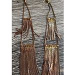 Vintage Copper Rose Gold Long Tassle Multi Start and Dangle Earrings White Stone Photo 1