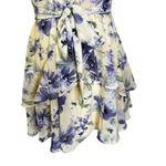 Free People The‎ Vintage Shop Dress Yellow Floral Tie Front Mini Wrap Dress Open Back Small Photo 6