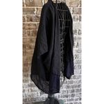 Vintage Russ Berens Mailbu USA Open Front Cape Sz L Black Linen Artsy Fe… Photo 2