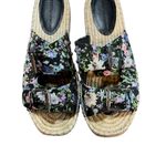 Rebecca Minkoff Sandals Espadrille Black Floral Studded Double Buckle Size 8 Photo 2
