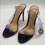Alexandre Birman  Clarita 75 Knotted Clear & Black Wrap Ankle Pumps Heels Size Photo 1