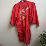 Vintage Red Plum Blossom Kimono Embroidered Chinese Dragon Robe Size M Size M Photo 1