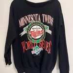 MLB MN TWINS World Series 1991 Pullover Off Shoulder Collectors Sweatshirt M GUC Black Size M Photo 0