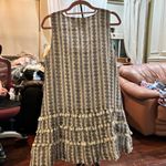 Moon River Bohemian Tassel Dress Sleeveless White Blue Patterned Casual Mini‎ Photo 4